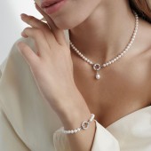 Bratara cu perle naturale si pandantiv cu cristale DiAmanti 252-28B-G